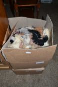 Two boxes of various off cuts of sheepskin