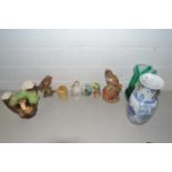 Mixed Lot: Various assorted bird and animal ornaments, vases etc