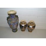 Pair of Satsuma vases and one other (3)