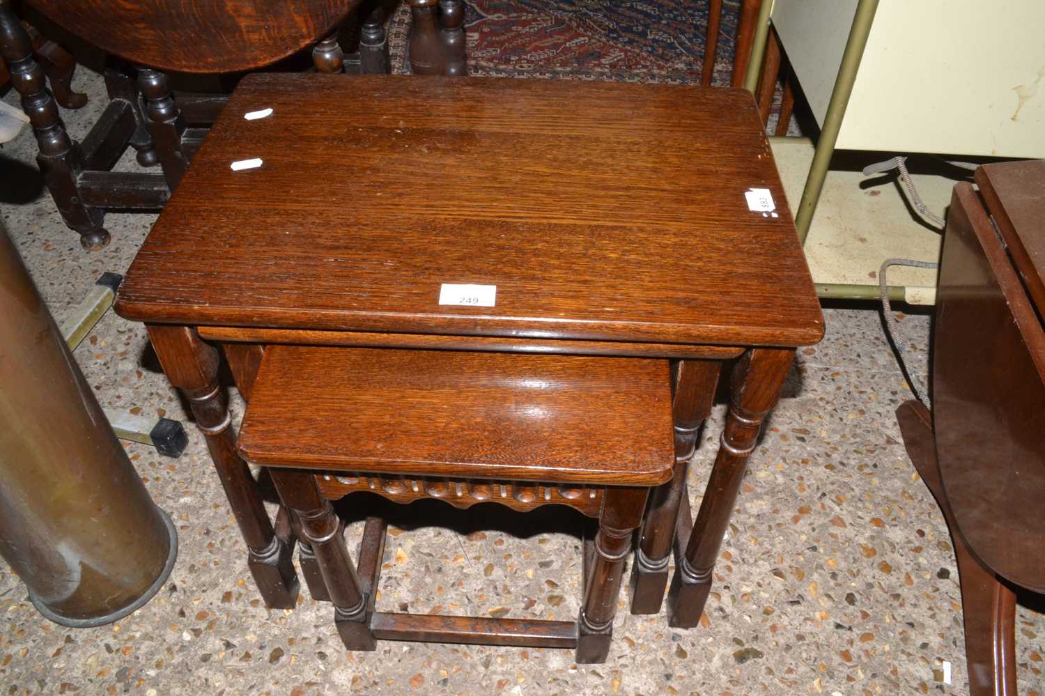 Nest of three oak tables