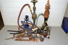 Large Mixed Lot: Hookah pipes, various tobacco pipes and other items