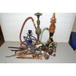 Large Mixed Lot: Hookah pipes, various tobacco pipes and other items