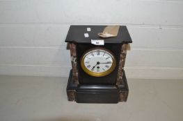 Victorian black slate and marble mounted mantel clock