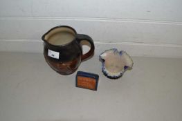 Mixed Lot: Doulton floral decorated vase, a Whitbread menu holder and a further Harvest jug (3)