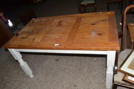 Modern pine kitchen table with painted base