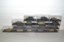 A collection of cased model tanks