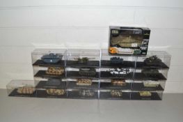 A collection of cased model tanks