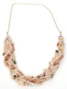 Modern crystal and fresh water pearl entwined necklace, in choker style