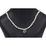 Modern cultured pearl and crystal necklace, the clasp stamped 750, 23cm fastened