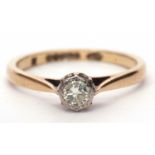 9ct gold single stone diamond ring, the round brilliant cut diamond is 0.20ct approx in an