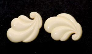 Vintage Buch and Deichmann cream plastic earrings dated 1981