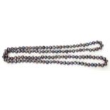 Modern single row of fresh water cultured grey pearls of irregular shape, 46cm long
