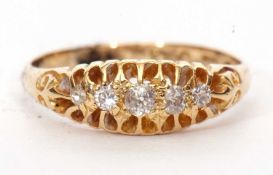 18ct gold five stone diamond ring featuring five graduated old cut diamonds 0.25ct approx, size M/N