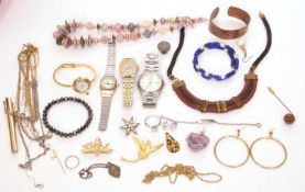 Mixed lot of costume jewellery to include necklaces, chains, watches etc