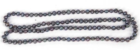 A single row of grey cultured freshwater pearls or irregular shape, 40 cm long