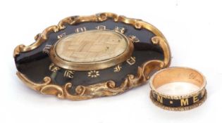 Mixed Lot: Antique gold and enamel memorium ring, the black enamel band with the words 'In Memory