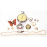 Mixed Lot: A Smiths chrome plated stopwatch, a single row of graduated simulated pearls, a Celtic