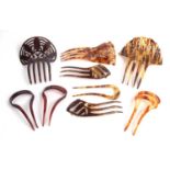 Nine vintage faux tortoiseshell hair slides