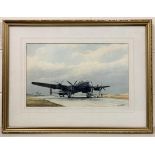 John Whittock (British, 20th century) Lancaster Bomber in preparation, watercolour, mounted,