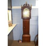 Jonathan Brown, Harleston, 18th Century oak long case clock with painted arched dial and an eight