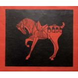 Nicholas Barnham (British, 20th/21st century), 'T'ang Horse', linocut, artist's proof,11x13ins,