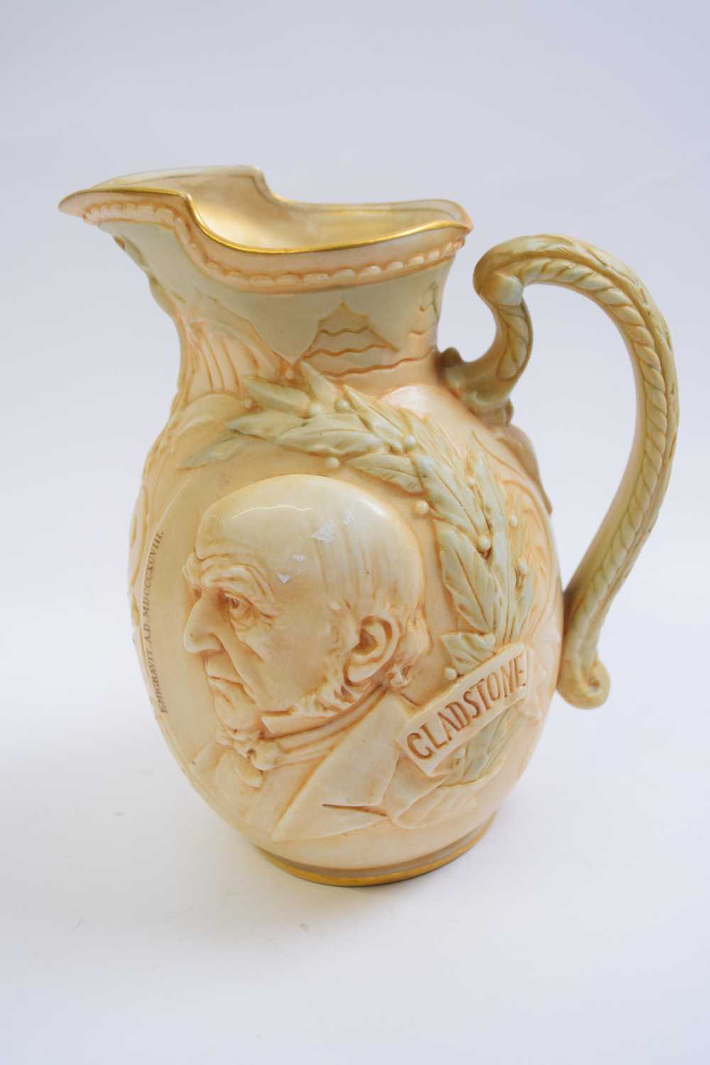 Doulton Burslam mug on ivory ground of Gladstone, 18cm high - Image 2 of 4