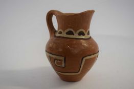 Pottery Argentinian jug made by Indios Chane with original Certificate, 16cm high