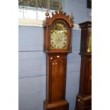 Robert Gidney, Norwich, A Georgian long case clock with painted arched dial with shell decoration