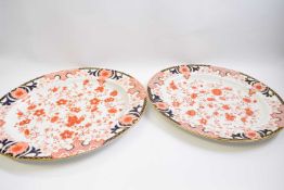Two Royal Crown Derby platters one pattern number 2149, both with Imari type designs in red, blue
