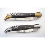 Two Laguiole pen knives with corkscrew fittings