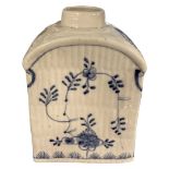18th Century porcelain tea caddy with an onion pattern design, possibly Meissen