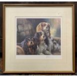 Nick Cawston (British, 20th century) a trio of spaniels, chromolithograph, limited edition, numbered