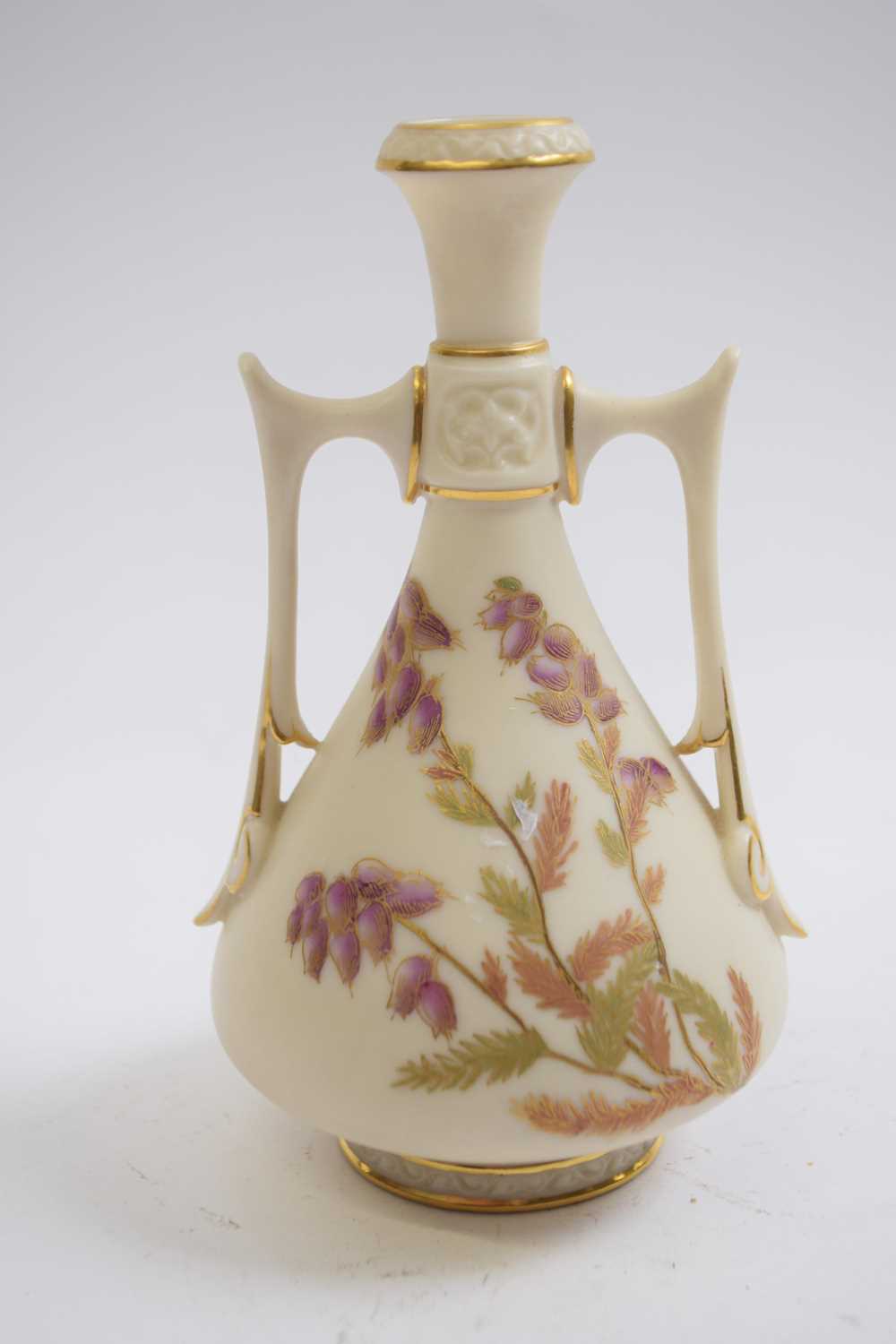 Small 19th Century Worcester porcelain vase the blush ground with floral decoration