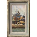 Jane Helme (British, 20th / 21st century), harbour scene, oil on board, 7x14.5ins, signed, framed.