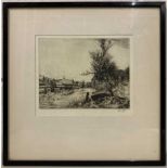 British School, 20th century, landscape etching on laid paper, signed in pencil "J.Knight" to