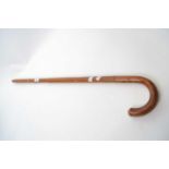 Mahogany telescopic walking stick or tripod stick, 90cm long