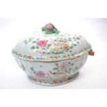 Chinese porcelain tureen and cover, 18th/early 19th Century with famille rose decoration, the