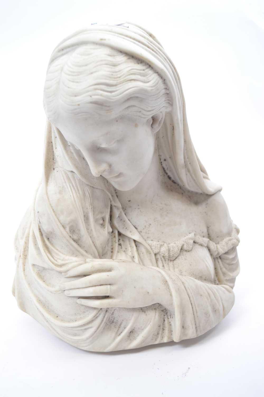 Copeland Parian bust of a young lady with child, made for Art Union of London (socle missing),