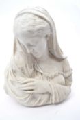 Copeland Parian bust of a young lady with child, made for Art Union of London (socle missing),