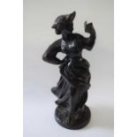 Bronze of a young lady with fan, the base stamped Rancoulet, 32cm high