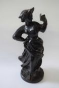 Bronze of a young lady with fan, the base stamped Rancoulet, 32cm high