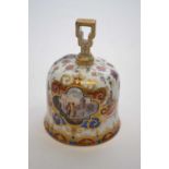 19th Century Dresden table bell decorated in Meissen fashion, blue AR mark to base (handle re-