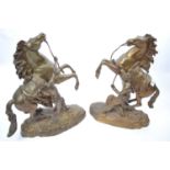 A pair of Marley horses , after Guillaume Couston (French 1677-1746), bronzed metal, signed to