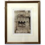 William Monk (British, 20th century), Norman Arch at St. Barthomolew's, etching, 7x10ins, signed
