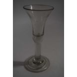 Vintage wine glass, the bell and bowl above a clear stem and folded foot, 17cm high