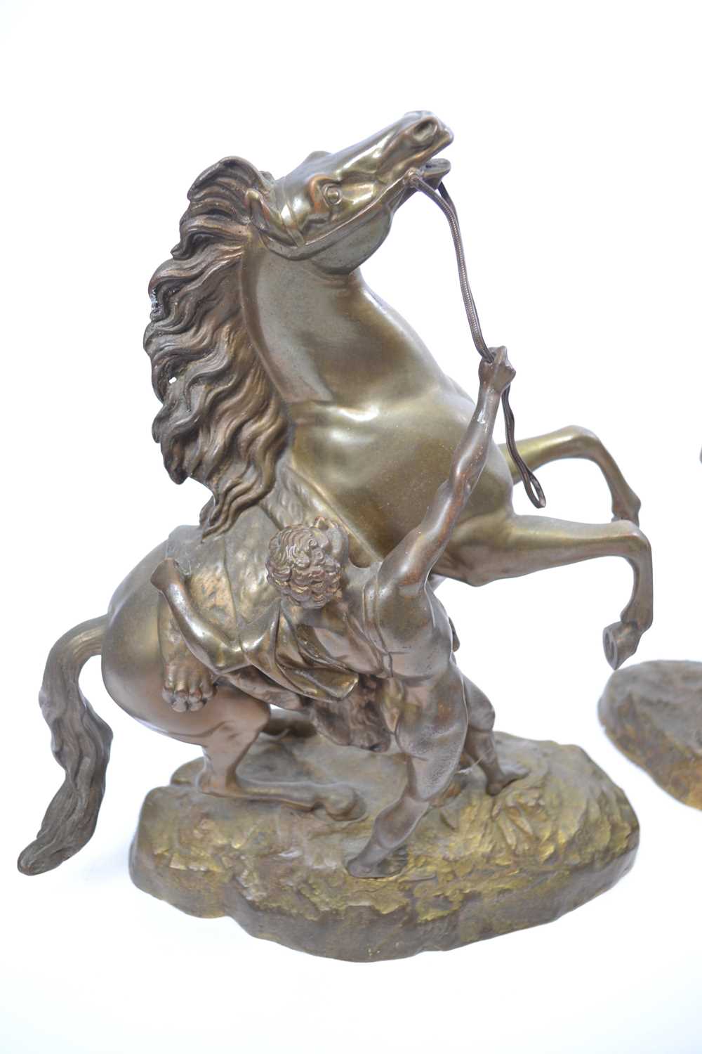 A pair of Marley horses , after Guillaume Couston (French 1677-1746), bronzed metal, signed to - Image 4 of 4