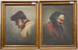Italian School, circa mid 19th century, a pair of portraits: an elderly lady and gentleman, oil on