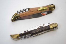 Two laguiole pen knives with corkscrew fittings