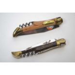 Two laguiole pen knives with corkscrew fittings