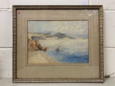 Attributed to Hercules Brabazon Brabazon (British, 20th century), continental coastal scene,